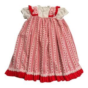 Vintage Jacobson's 'Betti Terrell' Baby Girl dress red & white age 9-12 months